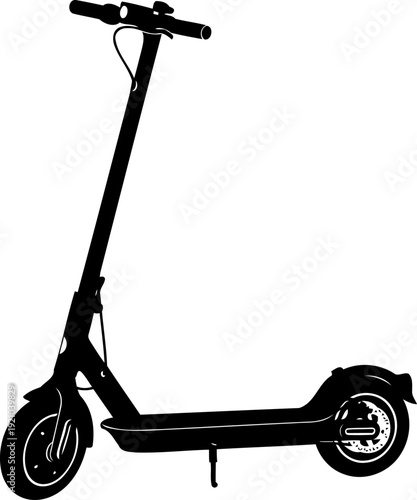 Modern electric kick scooter silhouette for personal urban mobility