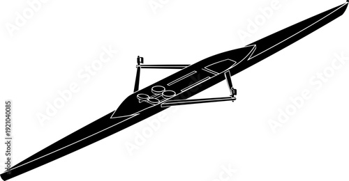 Overhead view of a racing sculling boat silhouette