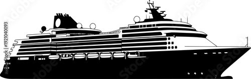 Passenger cruise ship cruising for luxury vacation travel