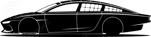 Profile silhouette of a sleek modern sports car