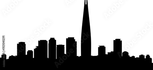 Seoul city skyline silhouette featuring lotte world tower