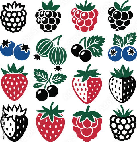 Berry fruit icon collection vector illustration