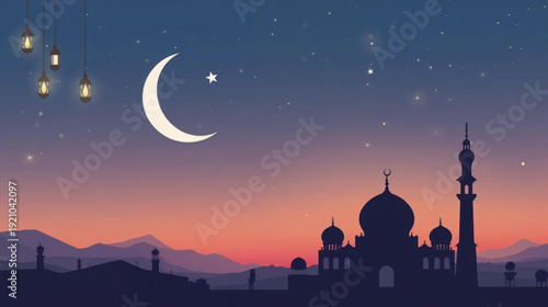 silhouette of mosque in sunset