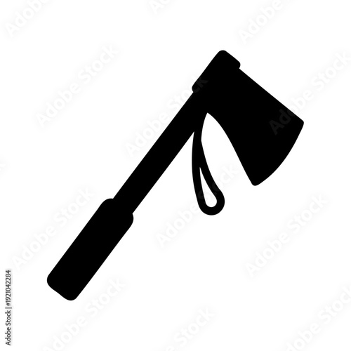 High contrast vector illustration of a dark axe isolated on white