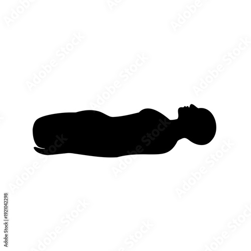 Black silhouette of a person lying on their back in relaxation pose