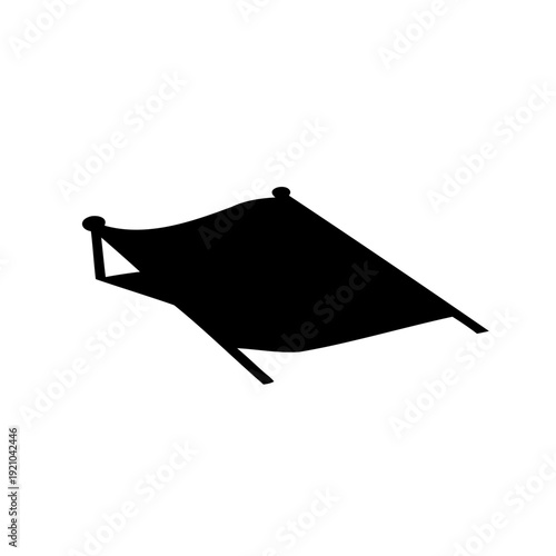 Silhouette of a waving flag on a pole with round finials, black