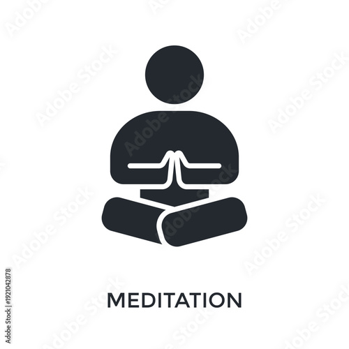 Meditation Icon Glyph Style. Vector Illustration For Graphic Design