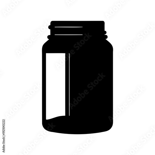 Stylized black and white illustration of a mason jar silhouette graphic
