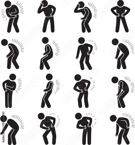 Body Ache Pain Backache Headache People Pictogram