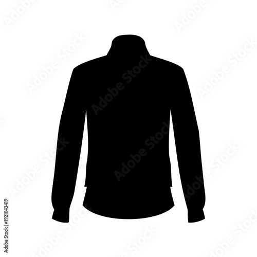 Black silhouette of a long sleeved collared jacket or shirt