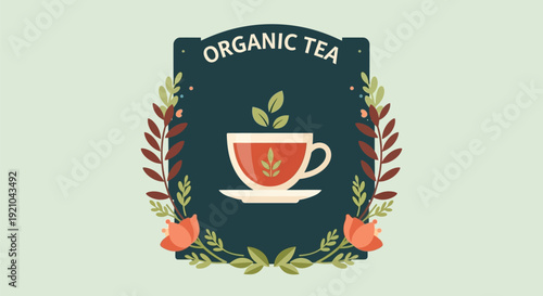 Organic Tea Cup Logo Design Element.