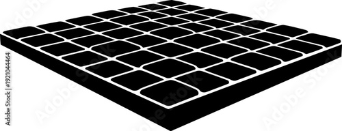 Checkered tiled floor in perspective silhouette