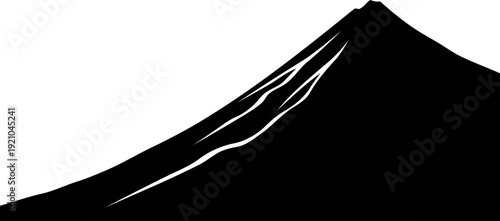 High mountain peak silhouette with snow streaks