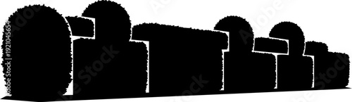 Manicured garden hedge topiary wall silhouette