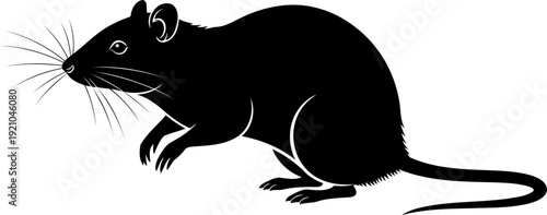 Rat silhouette profile showing long tail and whiskers