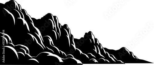 Rugged mountain range outline with craggy peaks