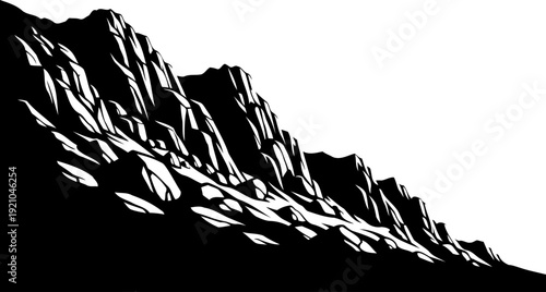 Rugged mountain ridge silhouette with rocky peaks Range