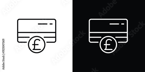 Financial payment icon featuring a credit card with British Pound sterling currency symbol for secure online transactions and banking services