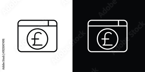 Online Payment Icon with Pound Sterling Currency Symbol, Representing Financial Transactions and Digital Commerce