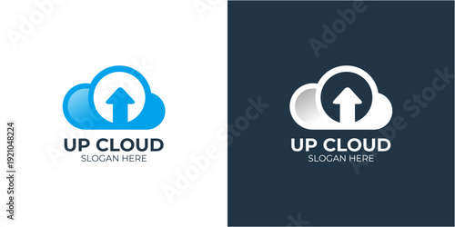 Up Cloud Logo Concept with Upload Arrow Symbol