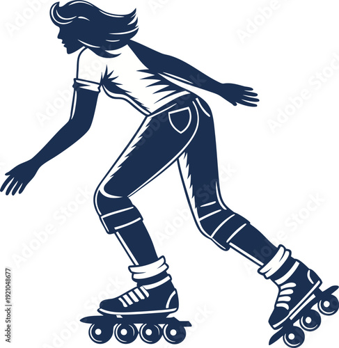 Vintage illustration of a person roller skating partial view