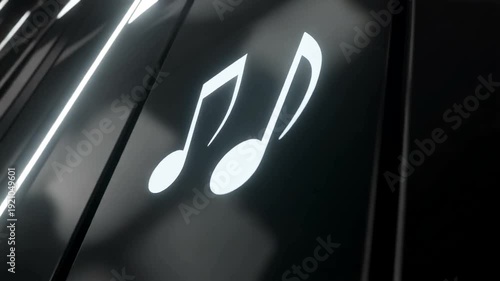 Music Notes on Smartphone Screen Closeup.