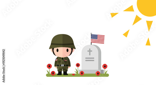 Soldier Illustration, Vector Graphic, Memorial Day Concept, Patriotic Design