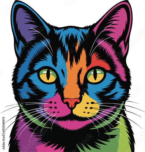 Colorful Cat Vector – Vibrant Pet Illustration