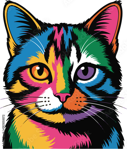 Colorful Cat Vector – Vibrant Pet Illustration