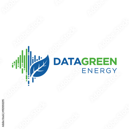 Organic leaf with signal bars logo representing corporate environmental data solutions for DataGreen Energy