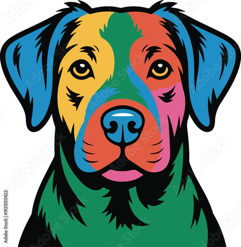 Colorful Dog Vector – Vibrant Pet Portrait Illustration”