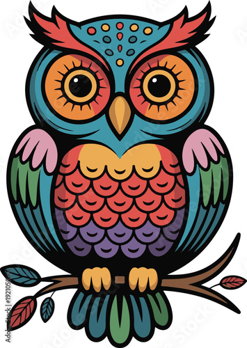 “Colorful Owl Vector – Vibrant Decorative Bird Illustration”