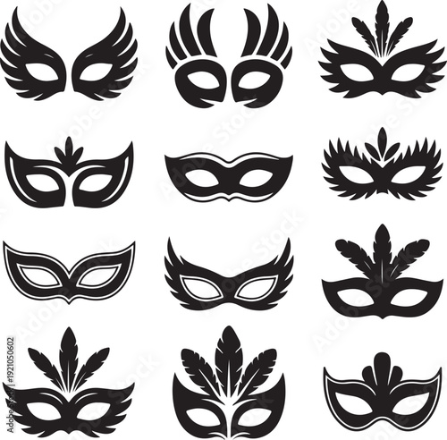 Carnival mask silhouettes