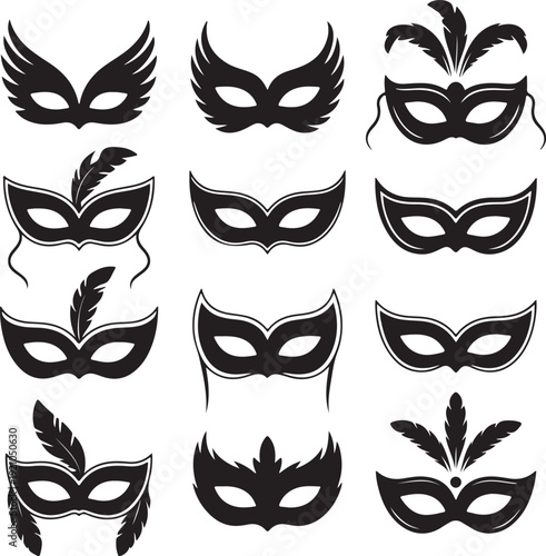 Carnival mask silhouettes