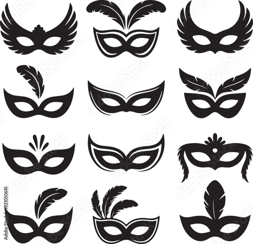 Carnival mask silhouettes