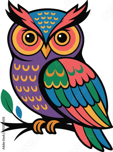 “Colorful Owl Vector – Vibrant Decorative Bird Illustration”
