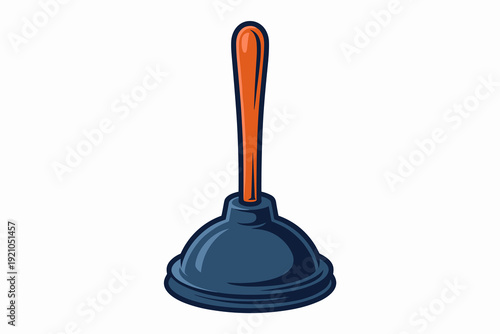 Vintage Plunger Icon Vector Illustration - A Classic Tool for Plumbing Services and Home Maintenance, Ideal for Digital Graphics, Web Design, and DIY Projects, Featuring a Bold Illustrative Style with