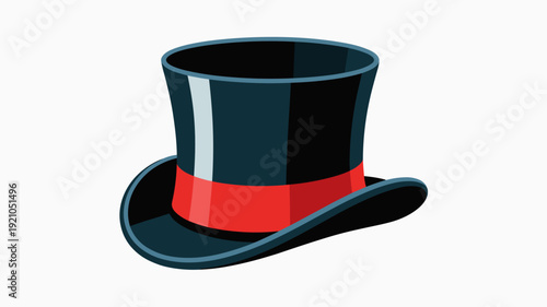 Classic Black Top Hat with Vibrant Red Band, Iconic Formal Headwear Symbolising Magic, Performance, and Elegance, Perfect for Costume Parties, Stage Shows, Theatrical Productions, or Adding a Touch of