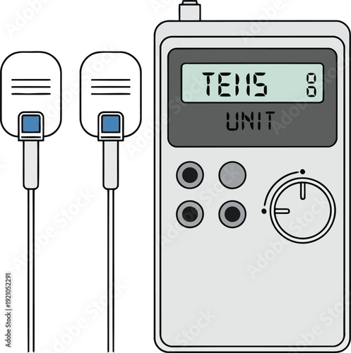 Digital tens unit for pain relief muscle stimulation therapy device with electrodes vector