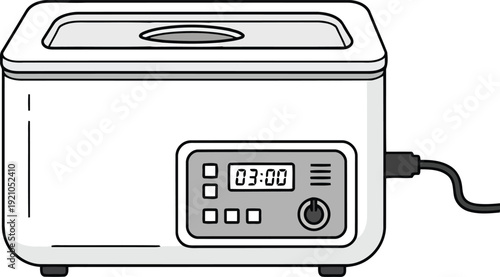 Digital ultrasonic cleaning machine for jewelry eyewear electronics dental tools maintenance device vector