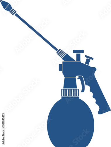 Blue garden sprayer with long nozzle for watering plants pesticides and cleaning solutions vector