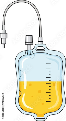 Medical iv infusion bag with yellow fluid healthcare treatment concept illustration vector