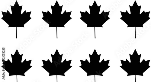 black maple leaf pattern symbolic canadian leaves in minimalist design on white perfect for national identity and graphic assets.