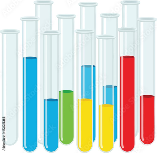 Laboratory test tubes filled with colorful liquids for scientific research and medical analysis vector