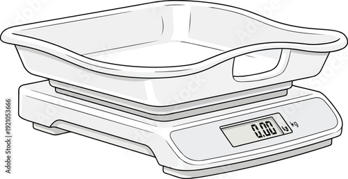 Modern digital kitchen scale for accurate food weight measurement and baking preparation vector