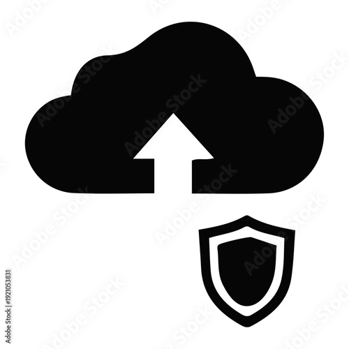 Cloud Computing Security Protection Icon Symbol.