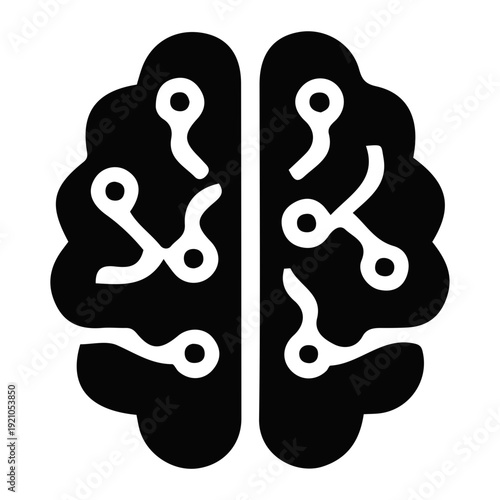 Human Brain Illustration with Neurons.