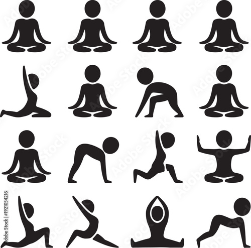 Yoga Meditation Exercise Stretching People Pictogram