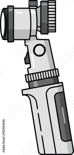 Close up of a medical otoscope instrument for ear examination and diagnosis vector