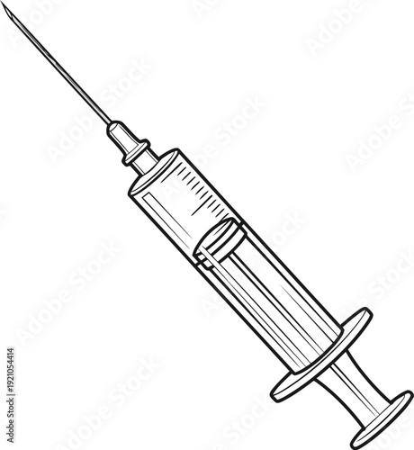 Medical syringe illustration sketch for healthcare and pharmaceutical concepts vector